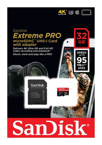 Karta pamięci Sandisk microSDHC Extreme Pro 32GB 95MB/s + adapter