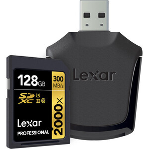 Karta pamięci Lexar SDXC 128GB 2000x 300MB/s UHSI-II + czytnik USB