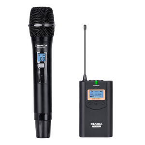 Mikrofon bezprzewodowy Comica CVM-WM100H (HTX+RX) z jednym mikrofonem doręcznym i jednym odbiornikiem