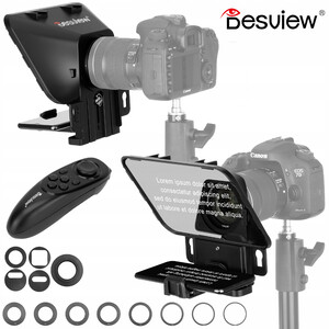 Profesjonalny teleprompter Desview T3 do aparatów i kamer z uchwytem na smartfon lub tablet + pilot i bluetooth
