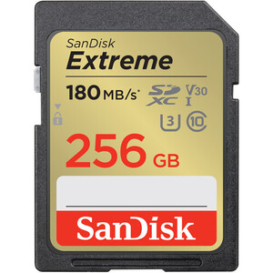 Karta pamięci Sandisk Extreme 256GB SDXC 180/130 MB/s C10 V30 UHS-I U3 4K (SDSDXVV-256G-GNCIN)