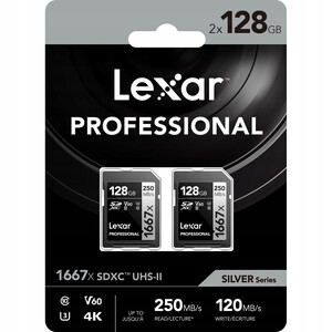 2x Karta Lexar SDXC Professional 128GB 250MB/s V60 1667x 4K