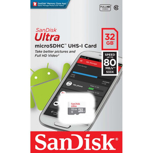 Karta SanDisk Ultra Android microSDHC UHS-I 32GB 80MB/s Class 10 (SDSQUNS-032G-GN3MN)