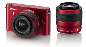 Aparat cyfrowy Nikon 1 J1 czerwony + ob. 10-30 + ob. 30-110
