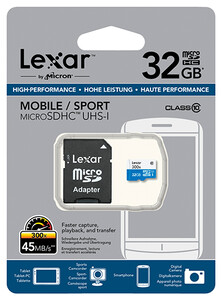 Karta pamięci Lexar 32GB MicroSDHC UHS-I 300x + adapter