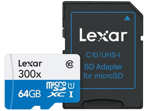  Karta pamięci Lexar 64GB MicroSDXC UHS-I 300x 45mb/s + adapter SD