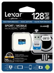 Karta pamięci Lexar 128GB MicroSDXC UHS-I 633x 95MB/s + czytnik USB 3.0 Full HD i 4K