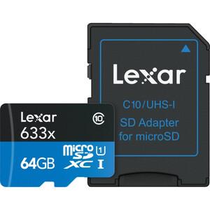 Karta pamięci Lexar 64GB MicroSDXC UHS-I 633x 95MB/s + czytnik SD