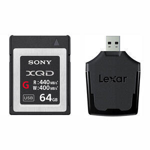 Karta pamięci Sony XQD G 64GB 440 mb/s / 400mb/s QDG64E-R + Czytnik do kart Lexar Professional XQD v2.0 USB 3.0 