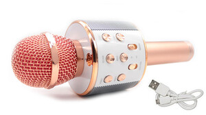 Mikrofon karaoke z wbudowanym głośnikiem WS858 różowy