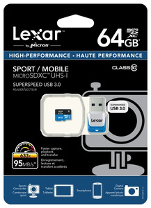 Karta pamięci Lexar 64GB MicroSDXC UHS-I 633x 95MB/s + czytnik USB 3.0