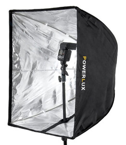 Softbox parasolkowy Powerlux 70x70 Set z gridem do lamp aparatowych - reporterski