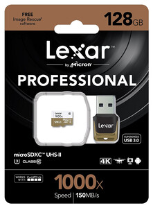 Karta pamięci Lexar 128GB MicroSDXC UHS-II 1000x 150MB/s + czytnik USB 3.0 Full HD 4K i 3D