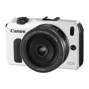 Aparat cyfrowy Canon EOS M biały + ob. 22 mm STM + adapter EF-EOS M + lampa 90EX  kopia