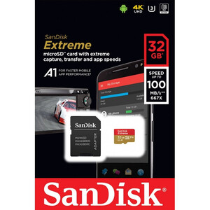 Karta pamięci Sandisk EXTREME microSDHC 32 GB 100/60 MB/s A1 C10 V30 UHS-I U3