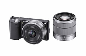 Sony NEX-5 + ob. 16 mm Pancake + ob. 18-55 mm czarny